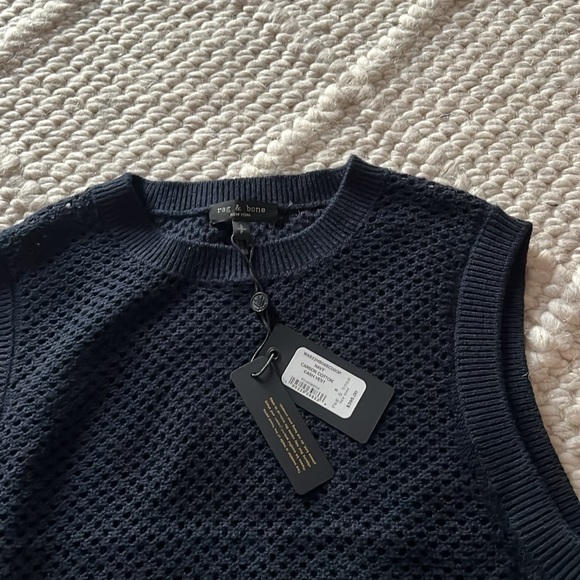 NWT! RAG & BONE Carson pointelle-knit cotton and cashmere-blend vest - Picture 5 of 6